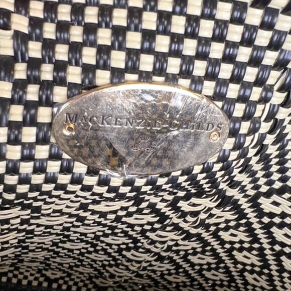 Authentic MacKenzie-Childs Courtyard Tote Medium Black and White Woven - Picture 8 of 9